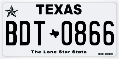 TX license plate BDT0866
