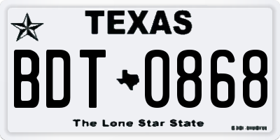 TX license plate BDT0868