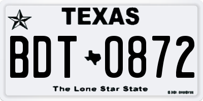 TX license plate BDT0872
