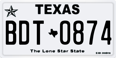 TX license plate BDT0874