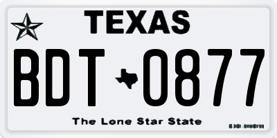 TX license plate BDT0877