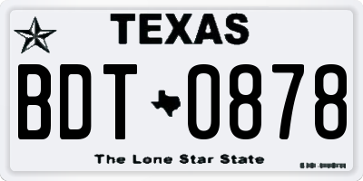 TX license plate BDT0878