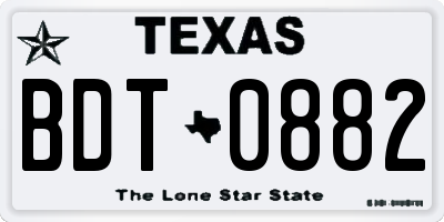 TX license plate BDT0882