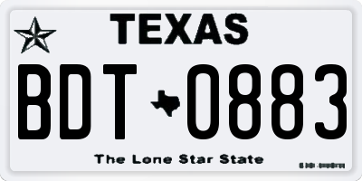 TX license plate BDT0883