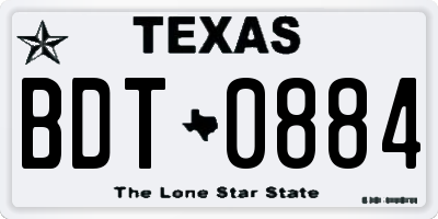 TX license plate BDT0884