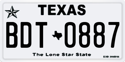 TX license plate BDT0887