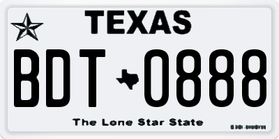 TX license plate BDT0888