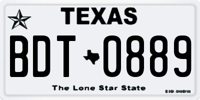 TX license plate BDT0889
