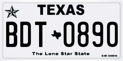 TX license plate BDT0890