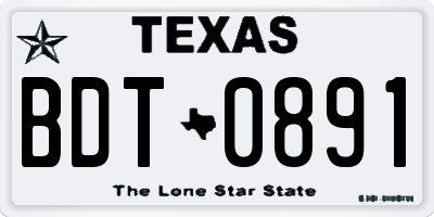 TX license plate BDT0891