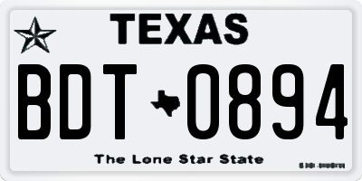 TX license plate BDT0894