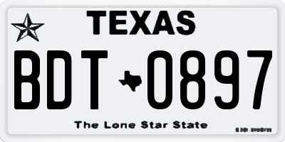 TX license plate BDT0897
