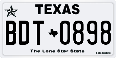 TX license plate BDT0898
