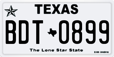 TX license plate BDT0899