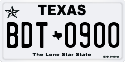 TX license plate BDT0900