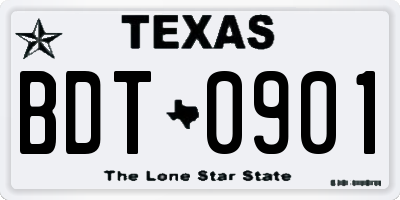 TX license plate BDT0901