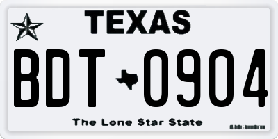 TX license plate BDT0904
