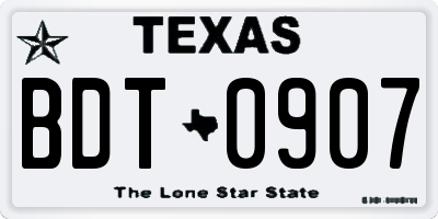 TX license plate BDT0907