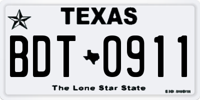 TX license plate BDT0911