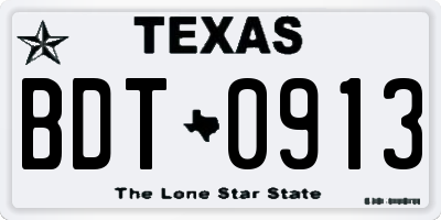 TX license plate BDT0913