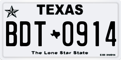 TX license plate BDT0914