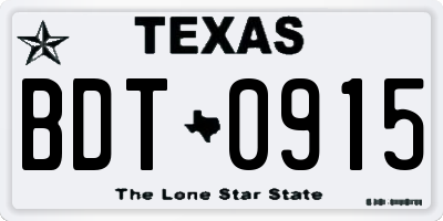 TX license plate BDT0915