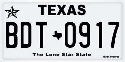 TX license plate BDT0917