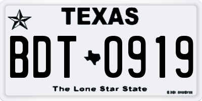 TX license plate BDT0919