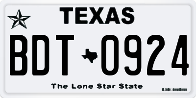 TX license plate BDT0924
