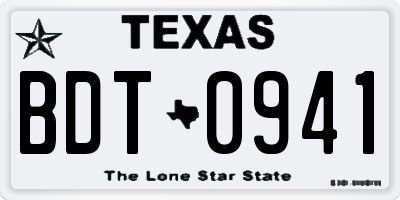 TX license plate BDT0941