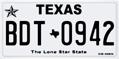 TX license plate BDT0942