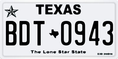 TX license plate BDT0943