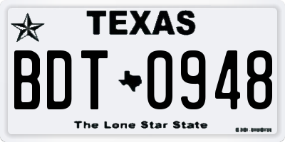 TX license plate BDT0948