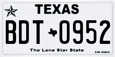 TX license plate BDT0952