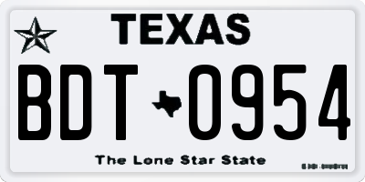 TX license plate BDT0954