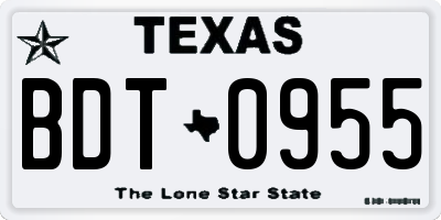 TX license plate BDT0955