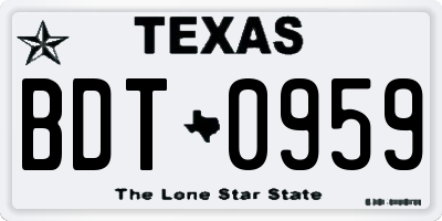 TX license plate BDT0959