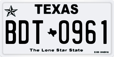 TX license plate BDT0961
