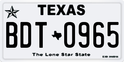 TX license plate BDT0965