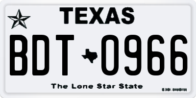 TX license plate BDT0966
