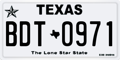 TX license plate BDT0971