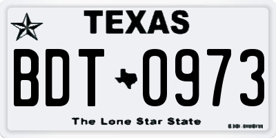 TX license plate BDT0973