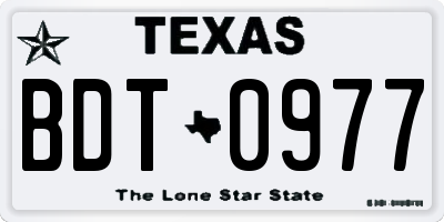 TX license plate BDT0977