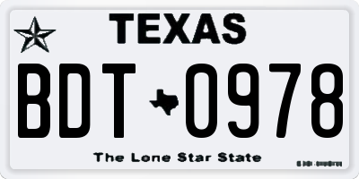 TX license plate BDT0978