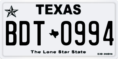 TX license plate BDT0994