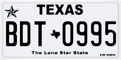 TX license plate BDT0995