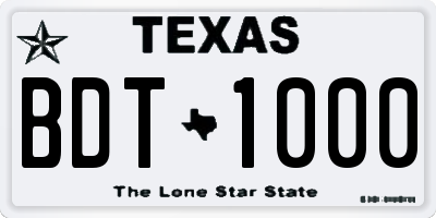 TX license plate BDT1000