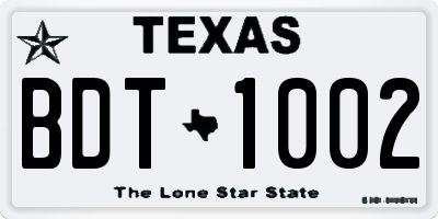TX license plate BDT1002