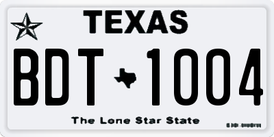 TX license plate BDT1004