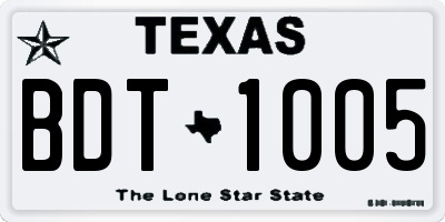 TX license plate BDT1005